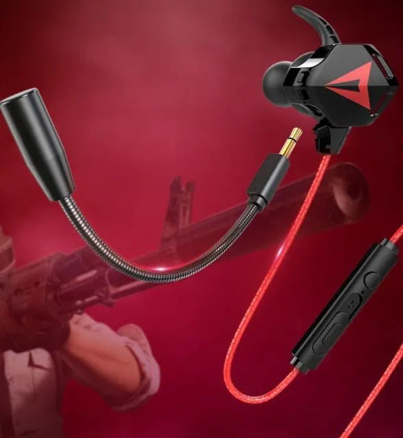 G5 black red gaming in-ear headset with microphone and 1.25m round cable
