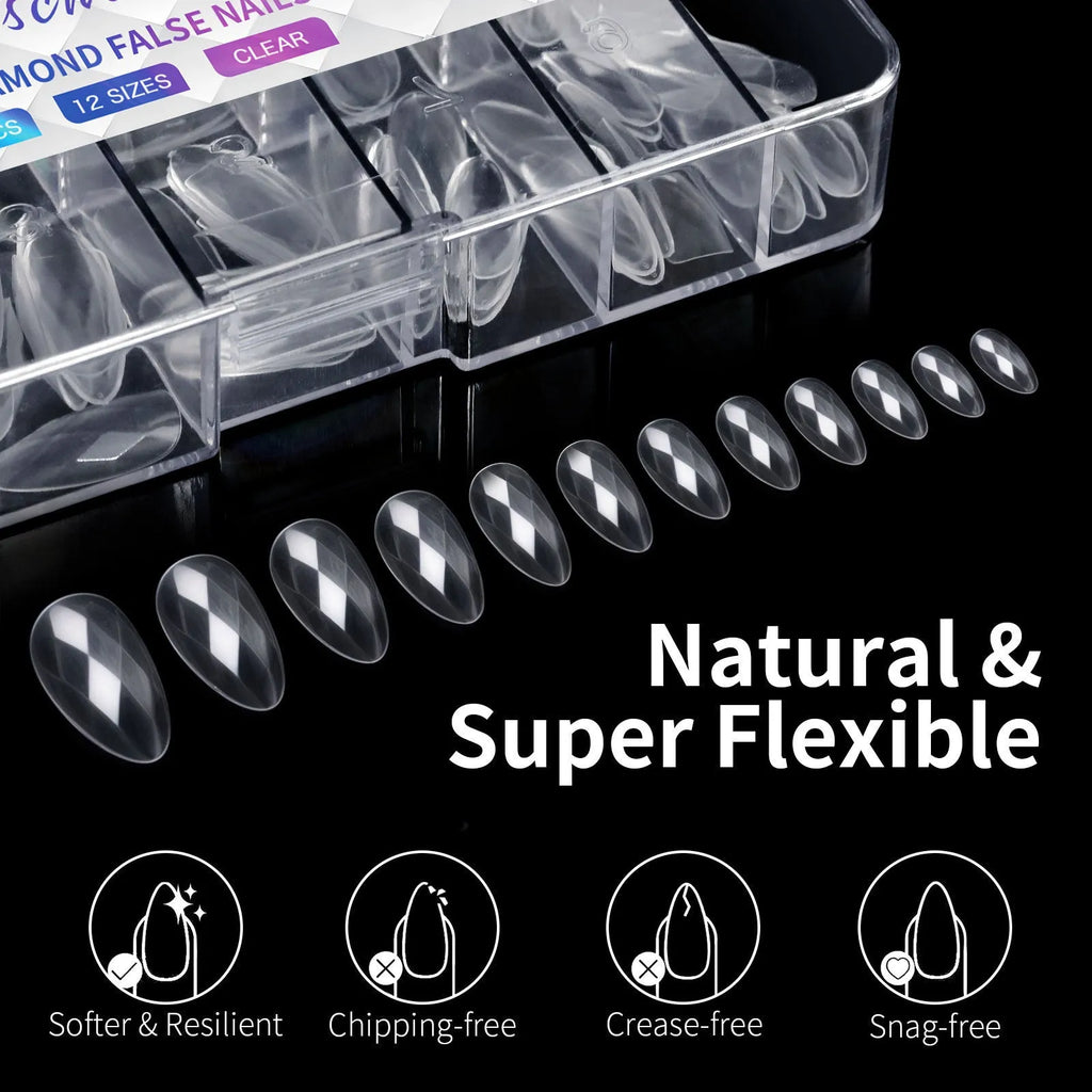 3D diamond wear long shaping artificial nail tips in twelve different colour options