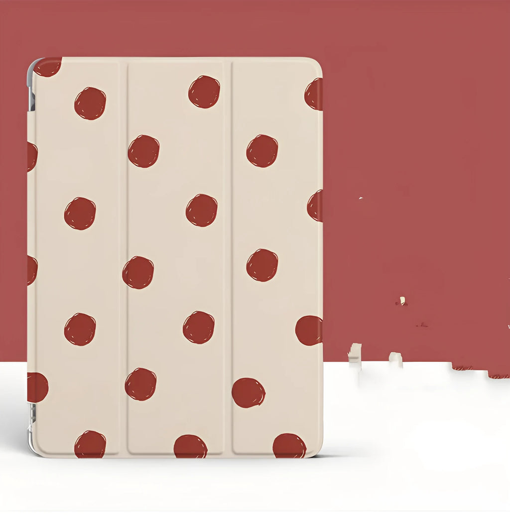 Wave point coloured flip tri-fold silicone tablet case with pen slot for iPad 10.2 inch