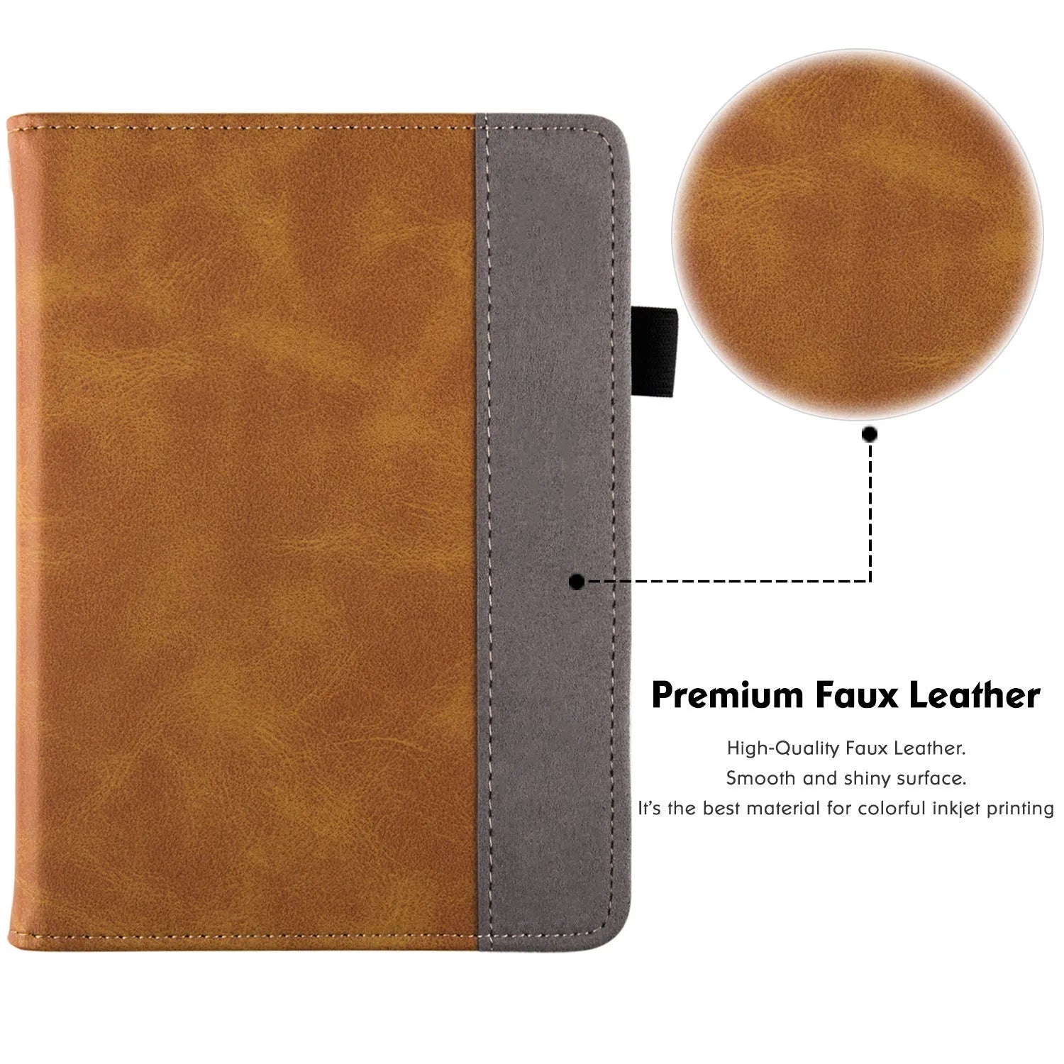 Kindle Paperwhite 11 leather case with attached wrist splint bracket in a choice of colours.