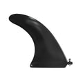 SUP paddle with a removable fish fin attached via a screw mechanism.