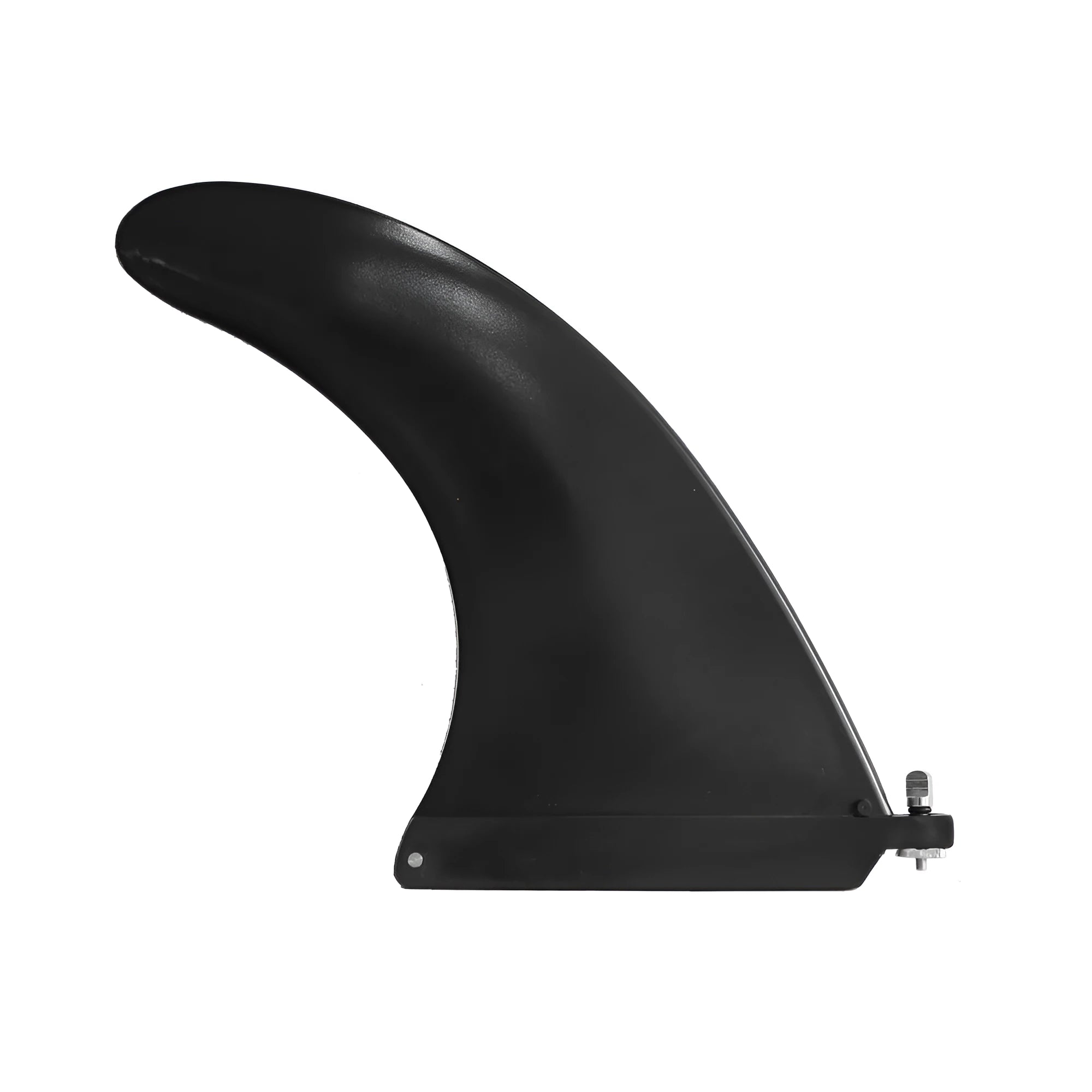 SUP paddle with a removable fish fin attached via a screw mechanism.