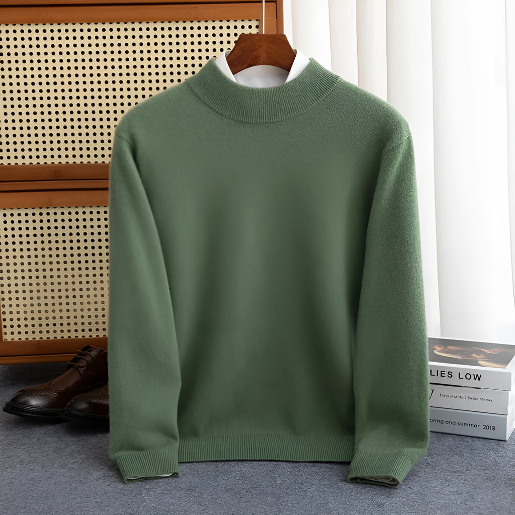 Men's half-collar wool sweater in loose fit winter jumper available in multiple colours