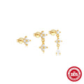 S925 sterling silver geometric zircon tassel earrings set in gold colours