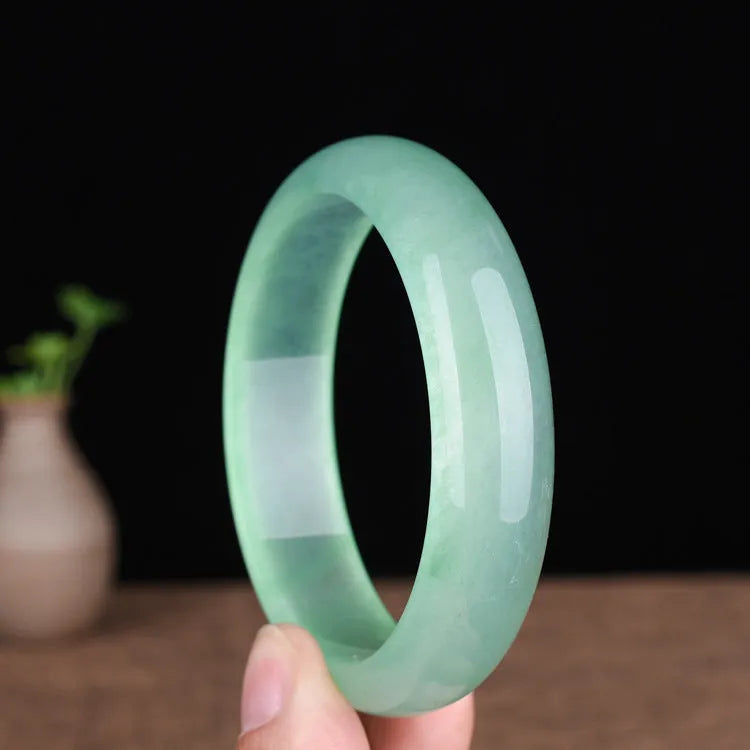 Oil cyan light green jade bracelet for women with modern simple design