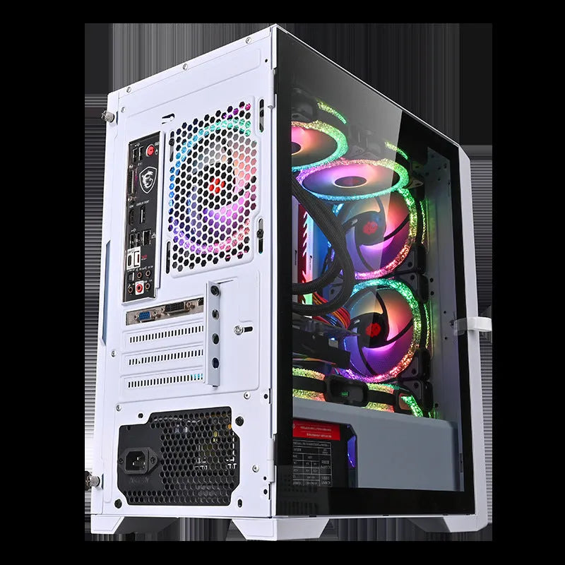 Wide body tempered glass computer case black vertical desktop chassis with front USB 3.0 port and ITX motherboard support