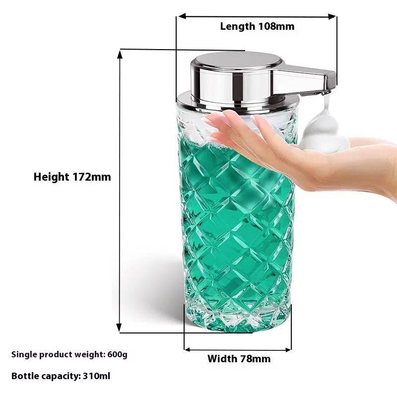 Automatic sensor soap dispenser with silver finish and USB-C charging port.