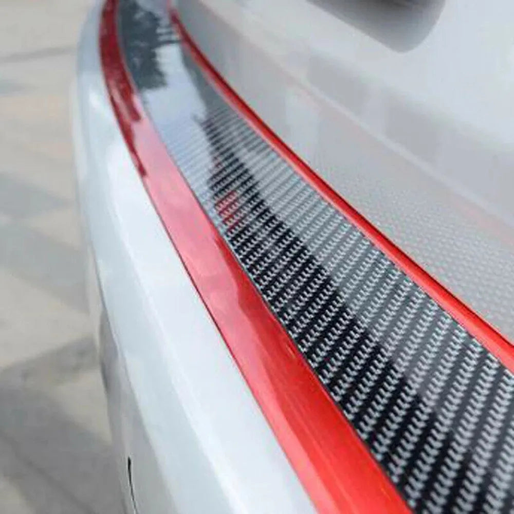 Carbon fibre pattern door sill protective sticker in black, 1m x 3cm, on car door sill