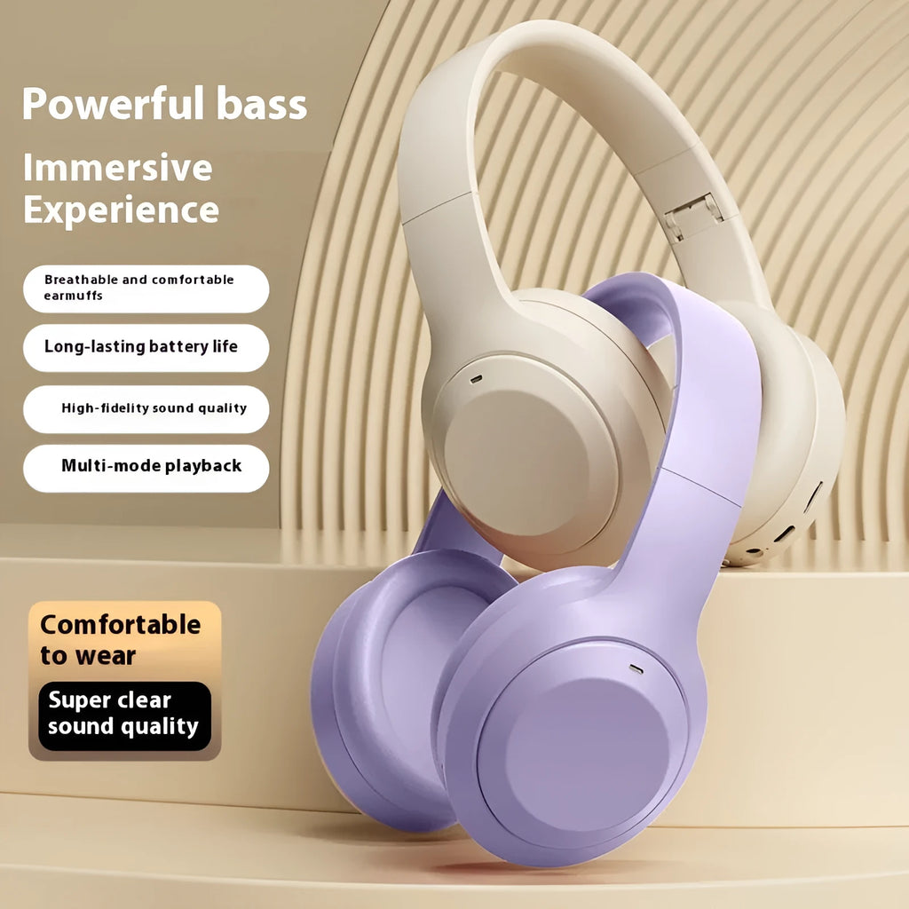 Headworn Bluetooth earphone with folding card design in khaki colour wireless e-sports gaming headset