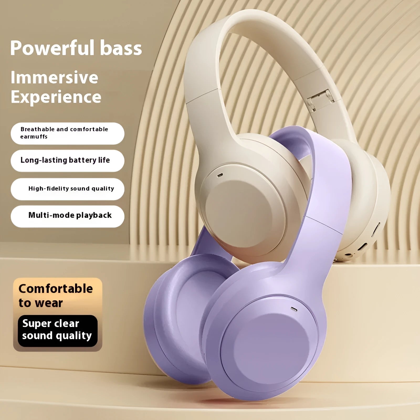 Headworn Bluetooth earphone with folding card design in khaki colour wireless e-sports gaming headset