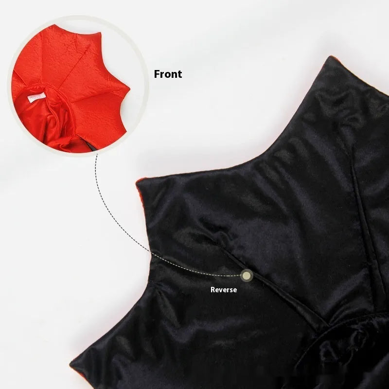 Black and red Halloween costume for pet cat or dog in polyester fabric