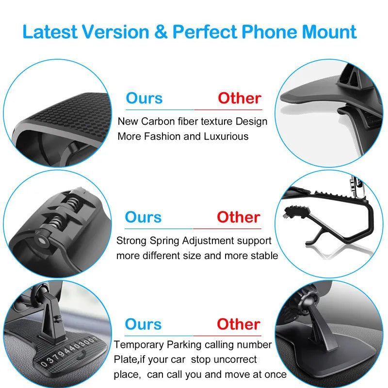 Plastic snap-on car phone holder for dashboard with YBJ wide head colour option