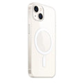 Transparent magnetic phone back cover for MagSafe compatible iPhones on a table.