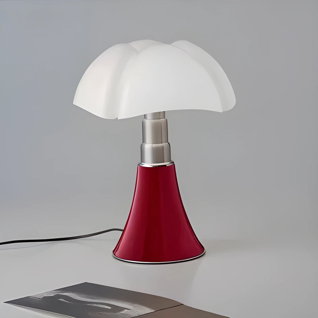 Italian retro style flower table lamp on a bedside table in a choice of colours.