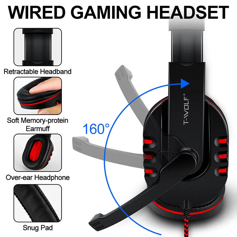 Thunder Wolf T800 gaming keyboard and mouse combo set with headset and mouse pad