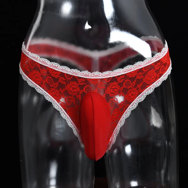 Men's lace vertical bag egg briefs triangle design low waist underwear multiple colours
