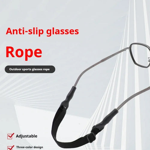 Black adjustable glasses retention cord with silicone earpieces for adult and children's eyewear