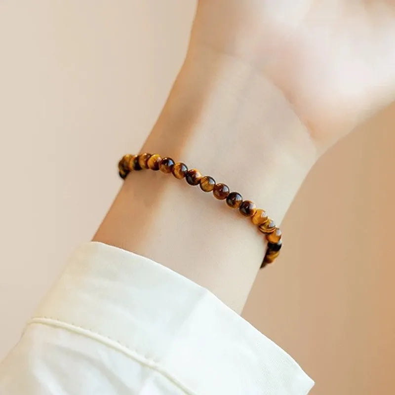 New Chinese style Tigereye bracelet with geometric round beads in 4mm, 6mm, or 8mm sizes