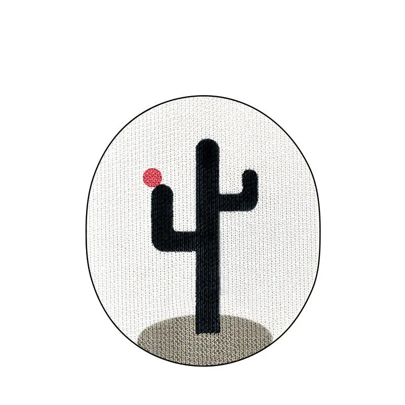 Wall mounted cat scratch pad with black cactus design, 35x44cm corrugated cardboard with catnip