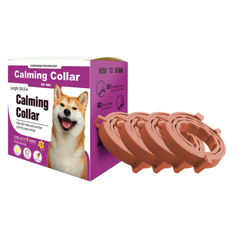 Adjustable soothing collar for cats and dogs in orange calm collar dog model 63.5cm with colour matching design