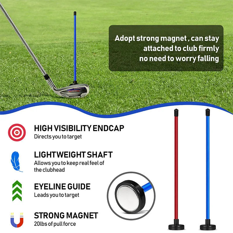 Red aluminium alloy golf trainer with magnetic baseball bar for swing alignment practice
