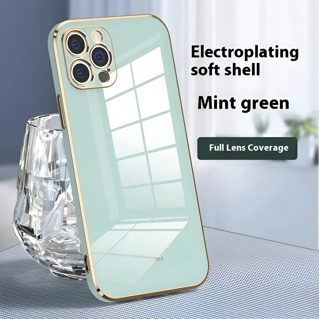Straight edge electroplating TPU phone case for iPhone 16 in mint green colour
