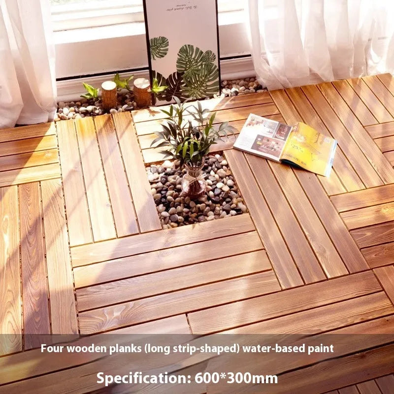 Pine wood floor tiles measuring 30x30cm with brushed durable finish