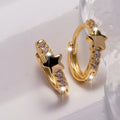 Copper inlaid zircon five-pointed star earrings in gold colour for women Korean style drop earrings