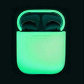 Luminous solid colour silicone flip-top protective case for AirPods on a white background.
