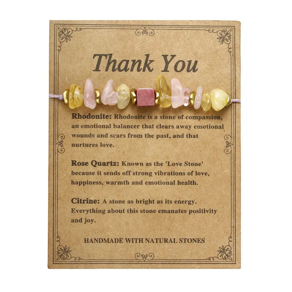 Women's geometric stone beaded bracelet with manually crafted charms in fashion OL style