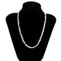 Men's white U-shaped Mother Pearl necklace on imitation pearl chain, adjustable 41-50cm length.