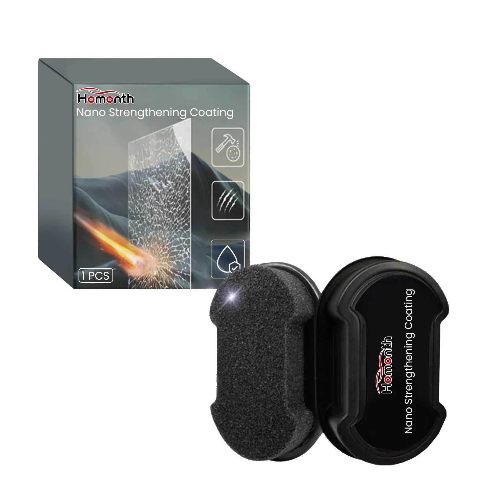 Car cleaning sponge for windshields and glass windows with hydrophobic properties