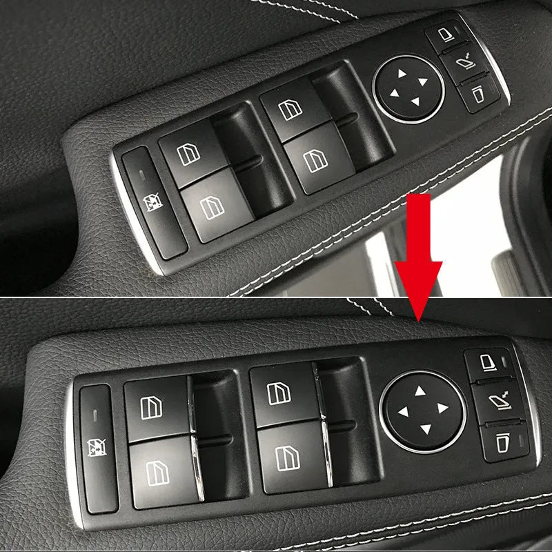 Black glitter window lift button decorative sticker for car interior customisation