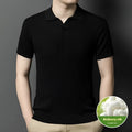 Men's mulberry silk lapel collar T-shirt in multiple colours with short sleeves
