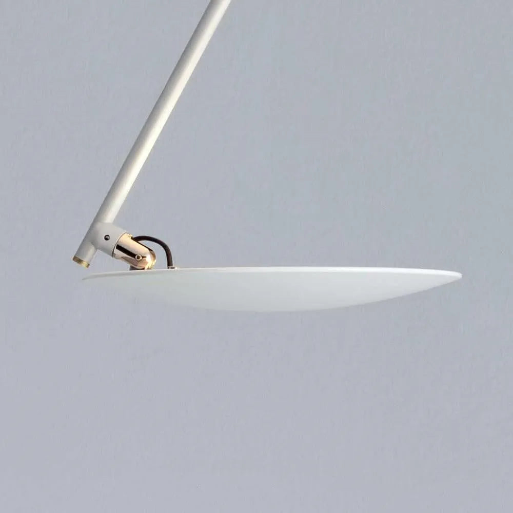 50cm diameter iron ceiling lamp with warm LED light in white or white gold finish.