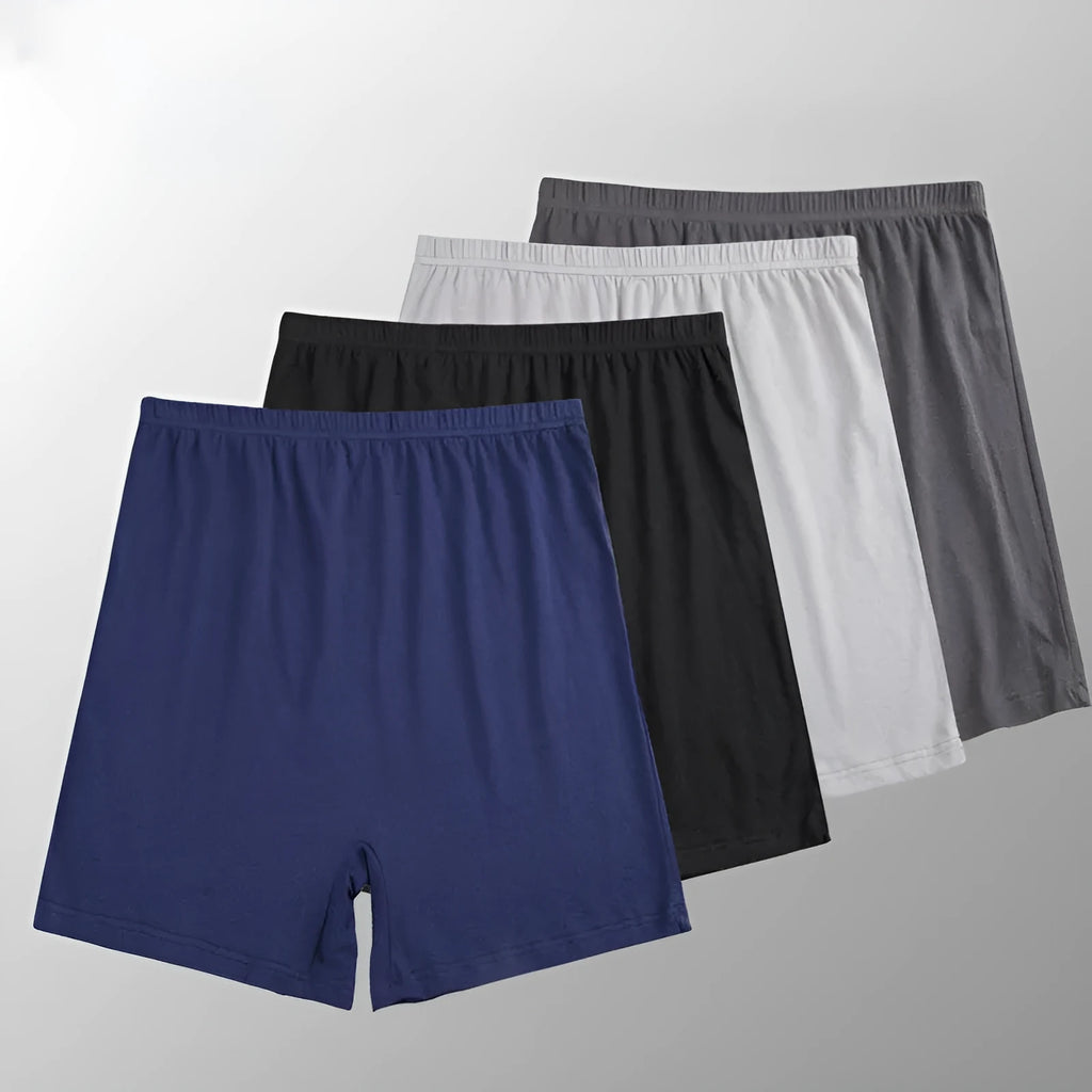 Solid colour men's modal boxer shorts on a white background, showing high-waist design