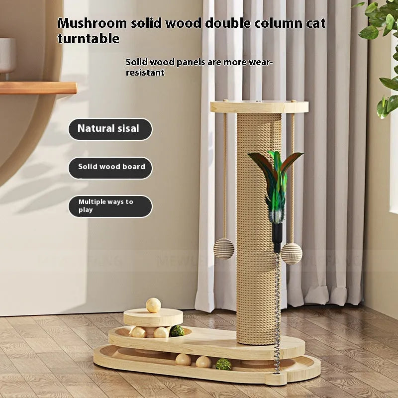 Solid wood cat turntable scratching post climbing frame in multiple style options