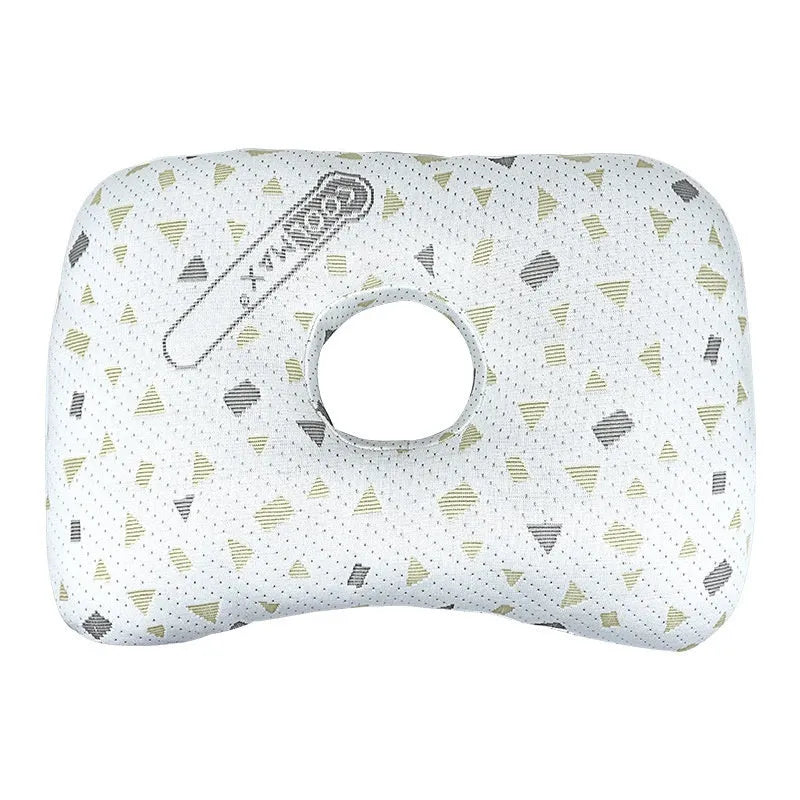 Chinese style single hole ear pillow for beauty salons in Boer Grey colour, showing dimensions of 39 by 28 cm.