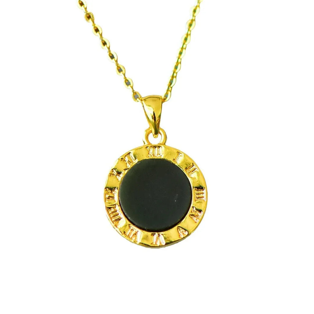 Hetian gray jade pendant with copper inlay on necklace showing ink blue tones in minimalist design