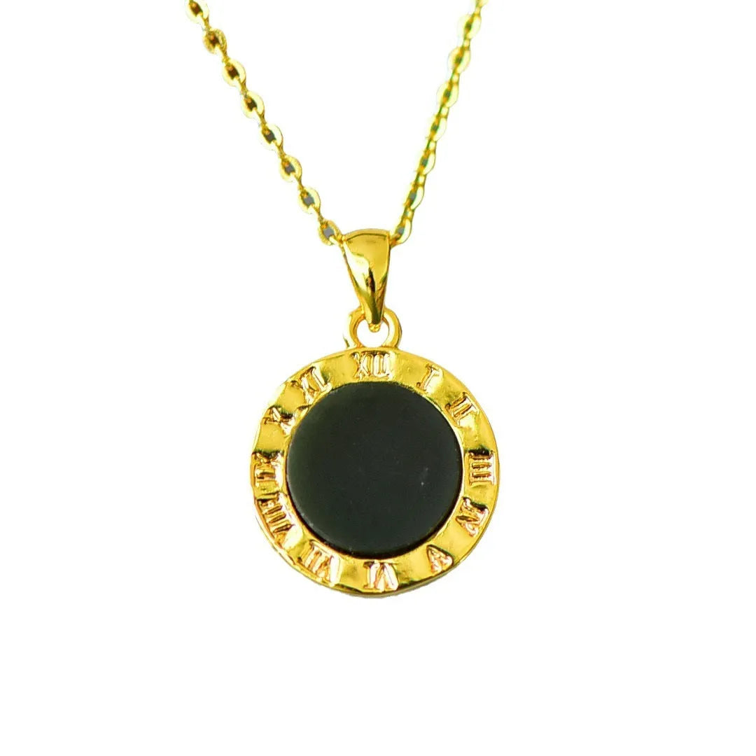 Hetian gray jade pendant with copper inlay on necklace showing ink blue tones in minimalist design