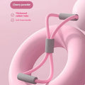 Yoga four piece fitness set showing leg stretcher, pedal resistance band, yoga ring, and figure-eight tension rope.