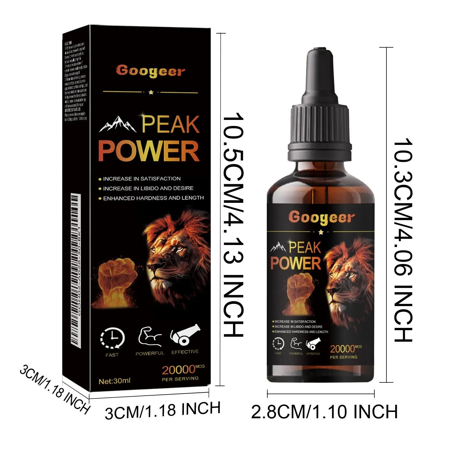 Googeer Peak Power 30ml liquid energy supplement bottle for adult fitness and body care enhancement