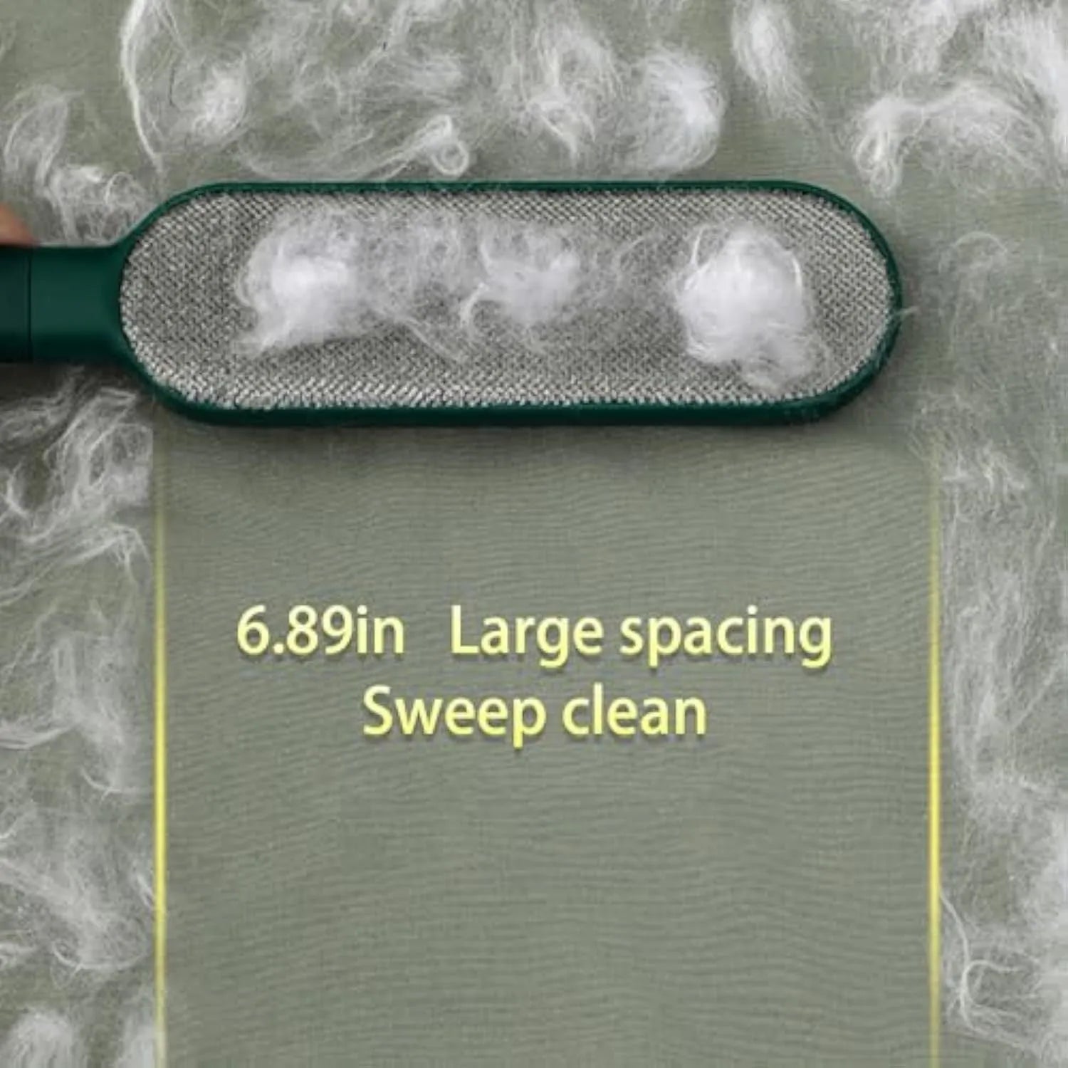 Double-sided pet hair removal brush with plush material in blue, green, and white colour options
