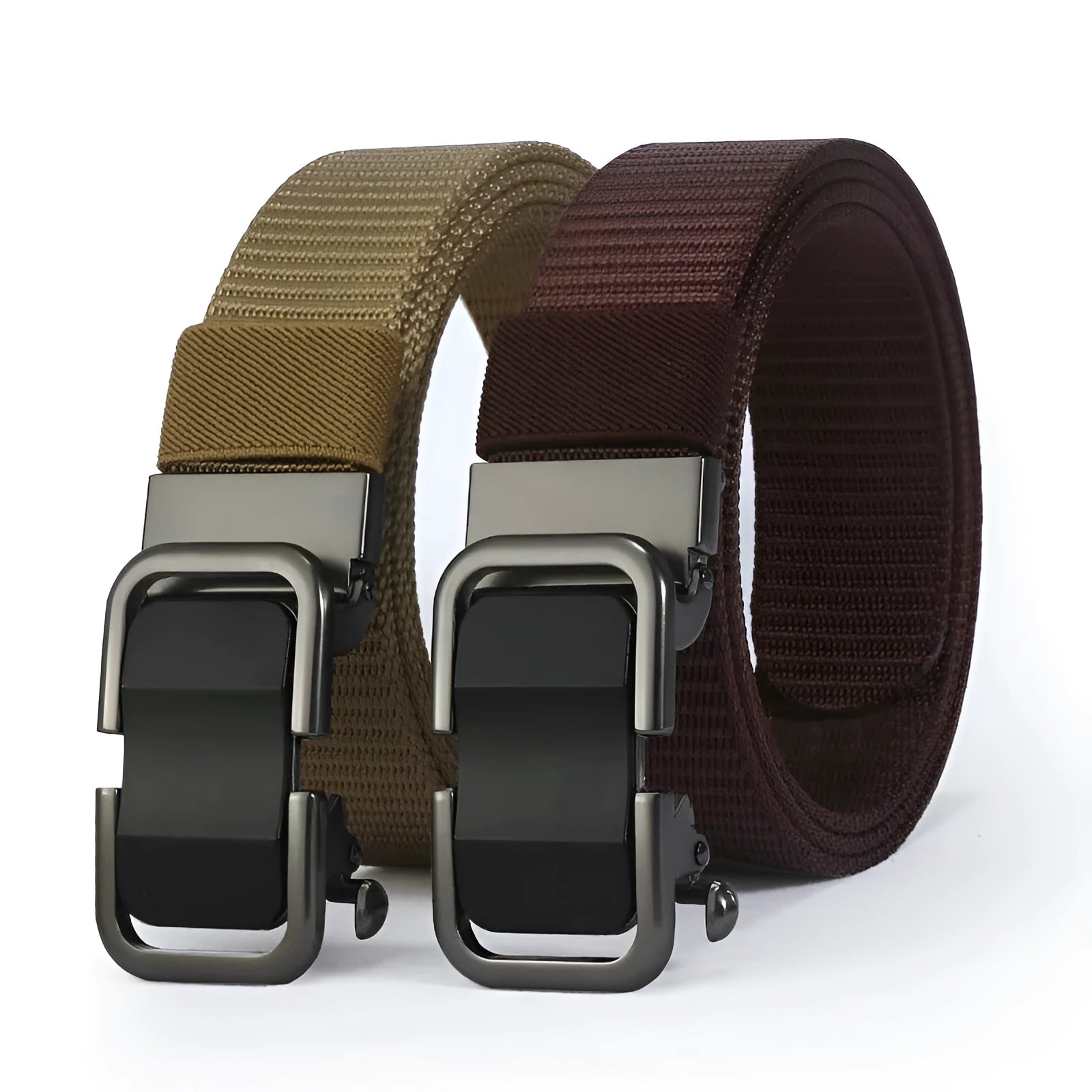 Men's nylon canvas toothless belt with alloy buckle in 120cm length