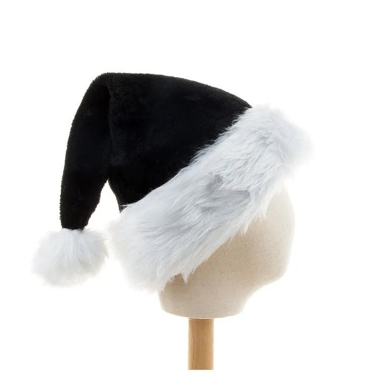 Large adult plush Christmas hat in European style with red and black or white and black colour options