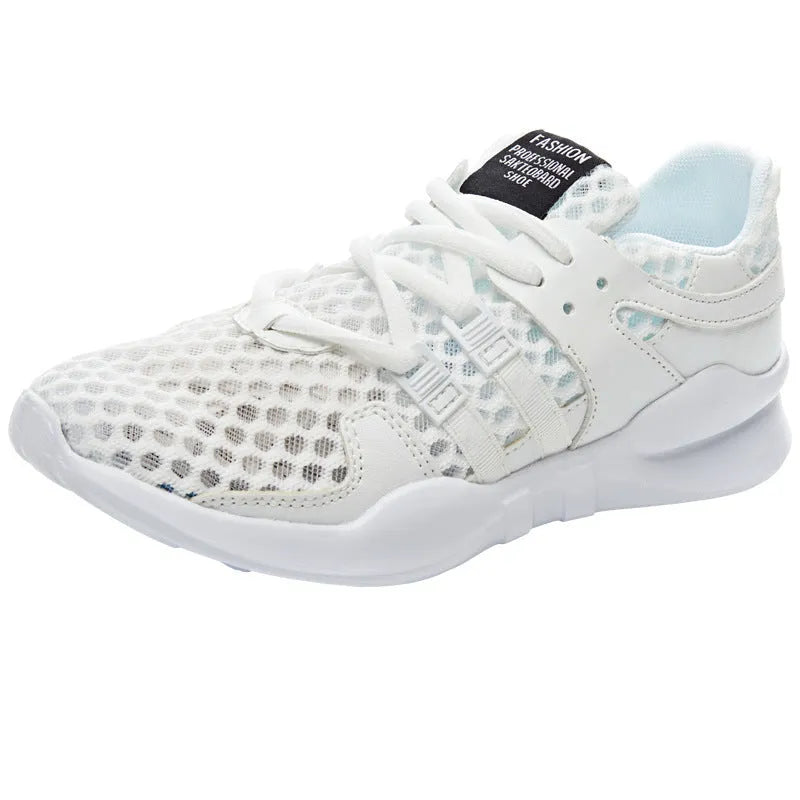 Breathable hollow-out casual sneaker in mesh construction with round toe and low-top design