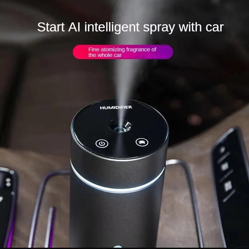 Aluminium car air humidifier and essential oil diffuser with 260ml capacity and USB cable