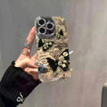 Retro brown butterfly acrylic phone case with flash lens bracket for iPhone