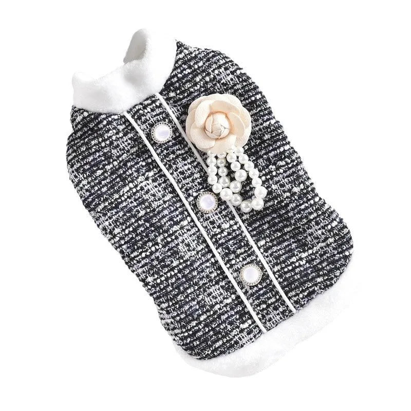 Black PU leather sausage jacket for cats on small breed feline