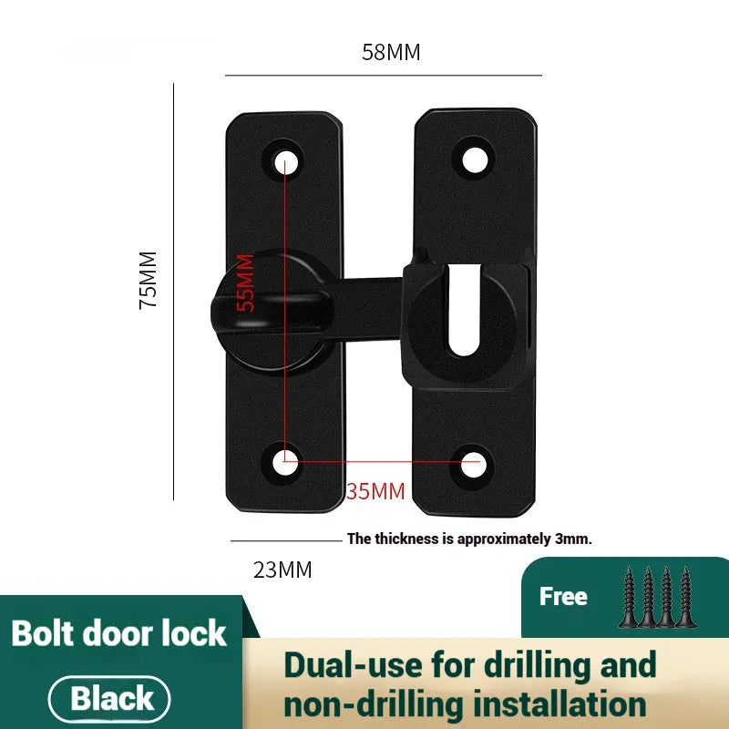 Aluminium alloy punch-free door latch in silver, black, grey, and gold colour options.